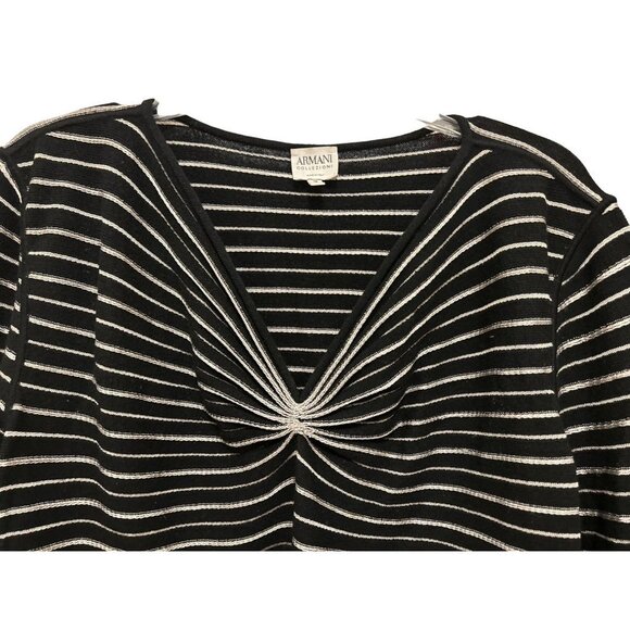 Armani Collezioni Top Sweater Black Silver Size Large - Picture 3 of 11